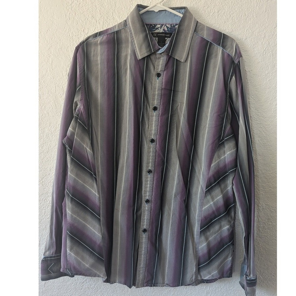 INC International Concepts‎ Mens L Striped Button Down Long Sleeve Casual Shirt